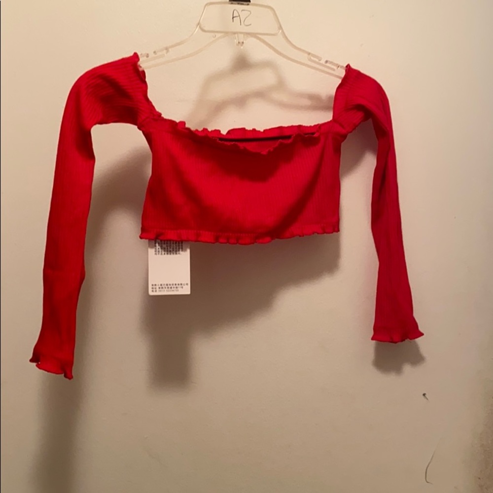 Red long sleeve crop top